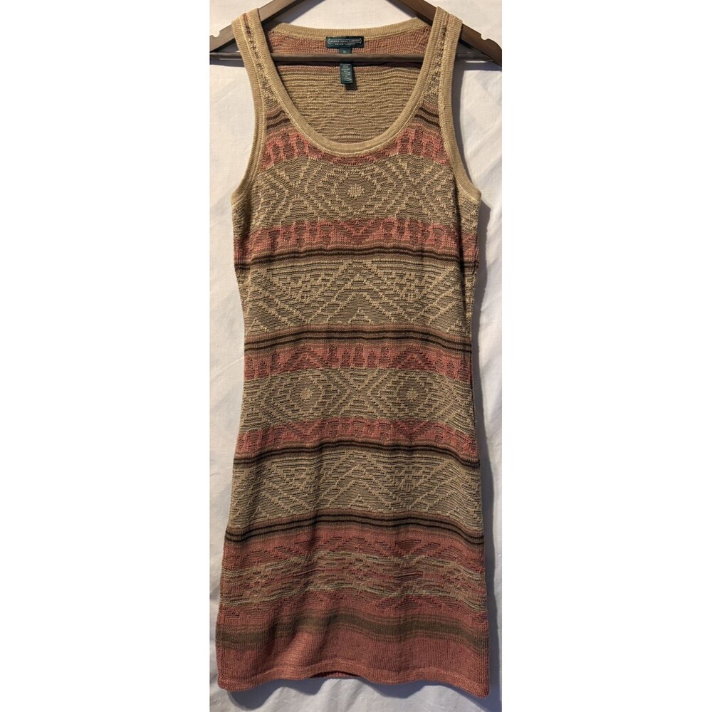 Vintage Lauren Ralph Lauren Aztec Boho Crochet Knit Tank Southwest Dress M
